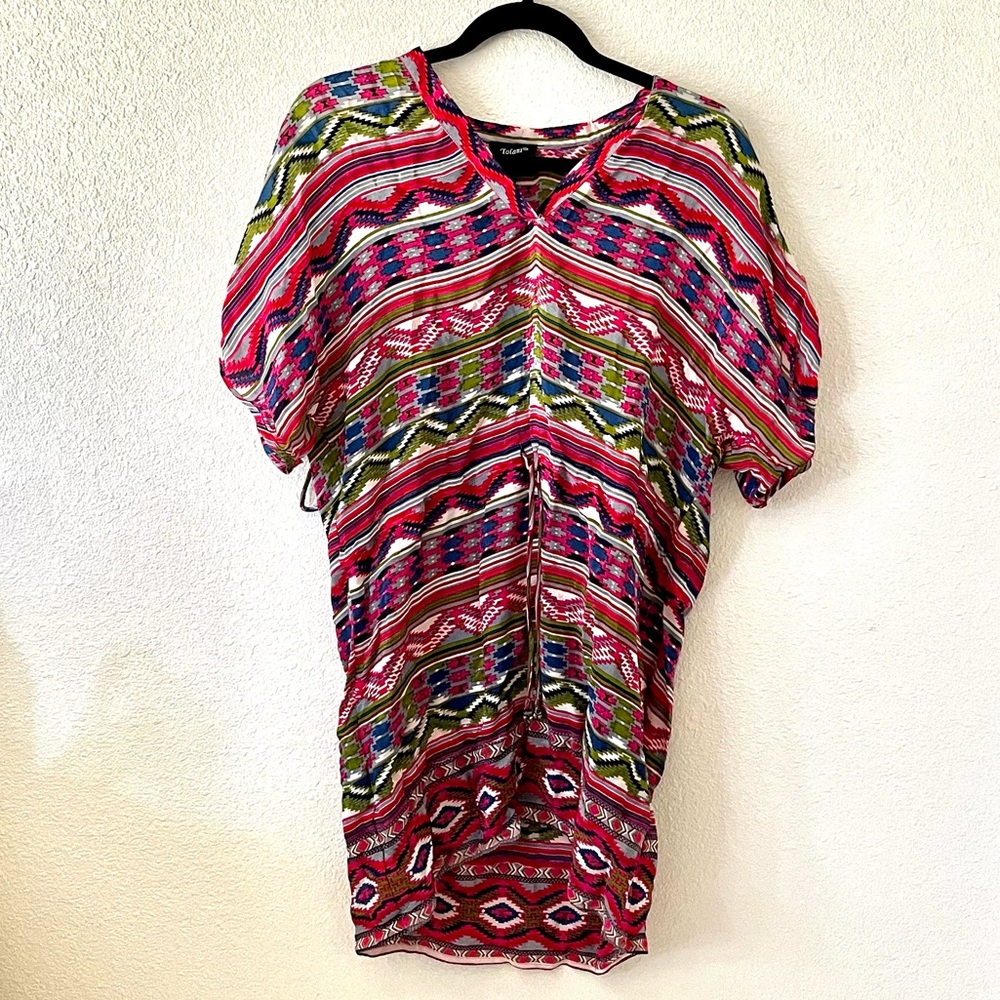 NWT Tolani Boho Silk V Neck Beach Tunic